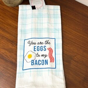 NOVELTY POP ART EGGS & BACON DECORATIVE KITCHEN TOWEL COTTON WHIMSICAL KITSCH